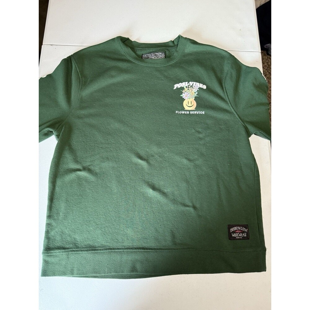 Originals Brooklyn Cloth Sweatshirt Large Green Fall Cozy Crazy Flower Pattern